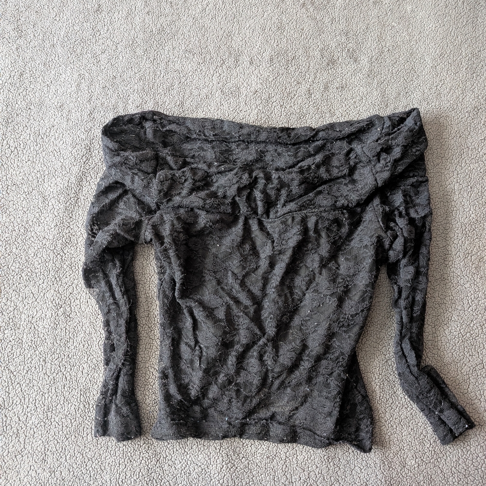 Motel Rocks Charcoal Off-Shoulder Sweater